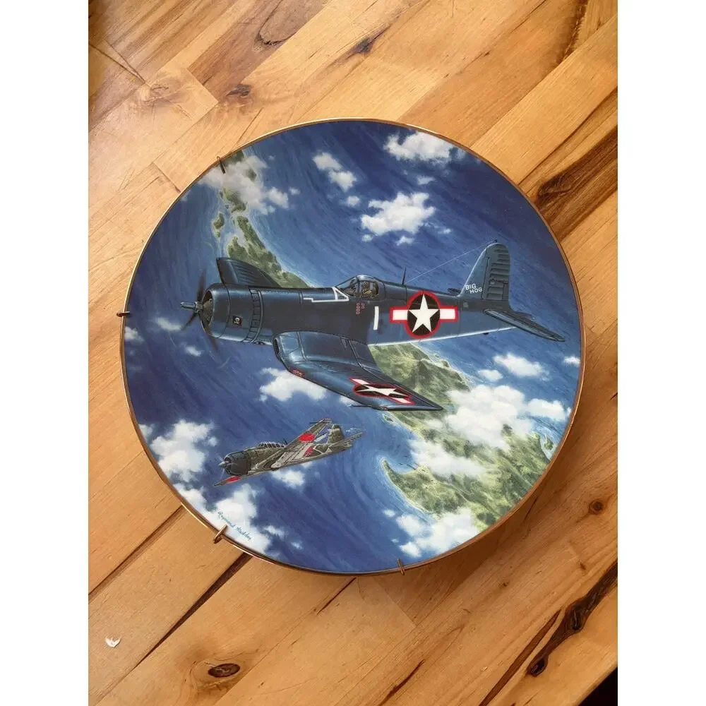Vtg Hamilton Collection WWII Fighter Planes Collector Plates Lot 5x Corsair P51